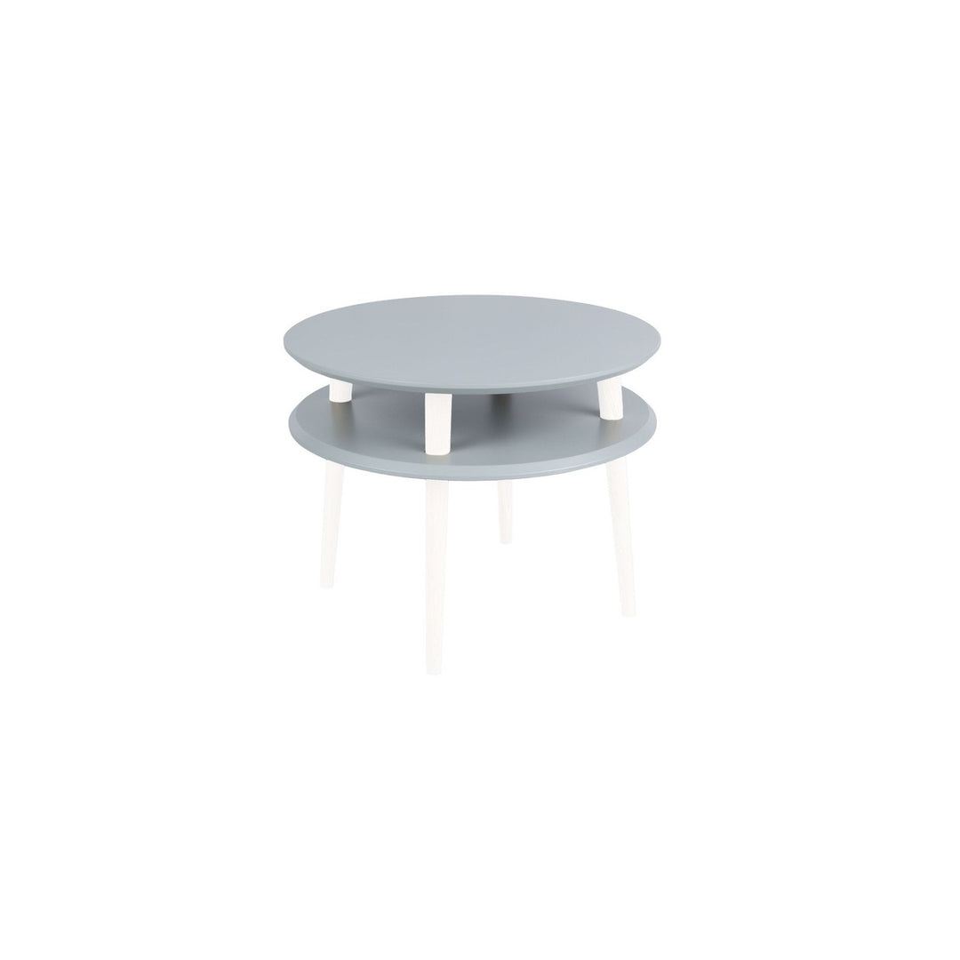 UFO Sofabord diameter 57cm x H 45cm - Mørkegrå/Hvide ben – eksakt packshot paa hvid baggrund