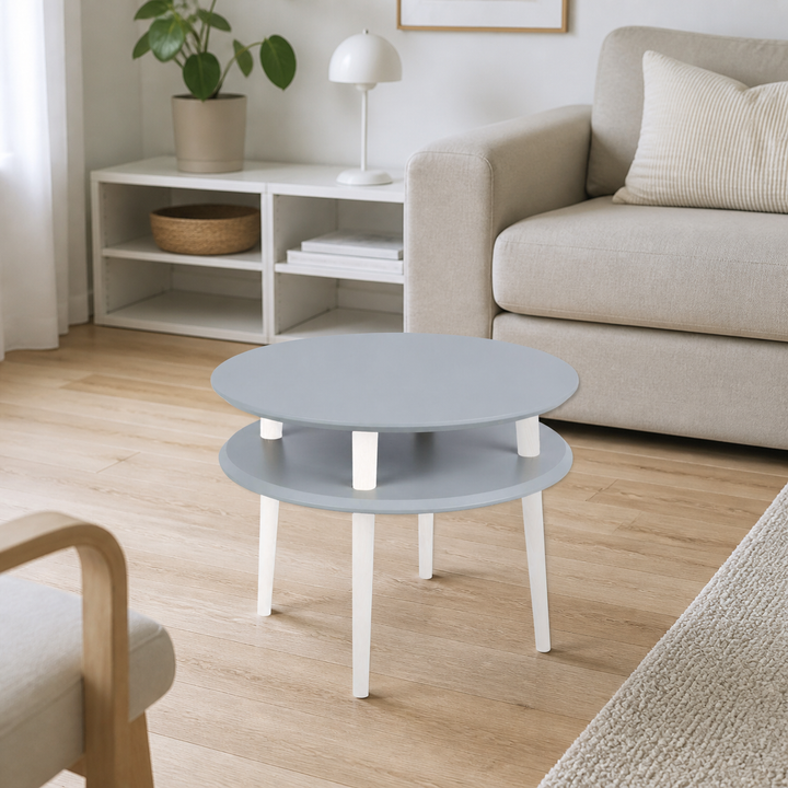 UFO Sofabord diameter 57cm x H 45cm - Mørkegrå/Hvide ben – hele produktet lukket i hjemmet