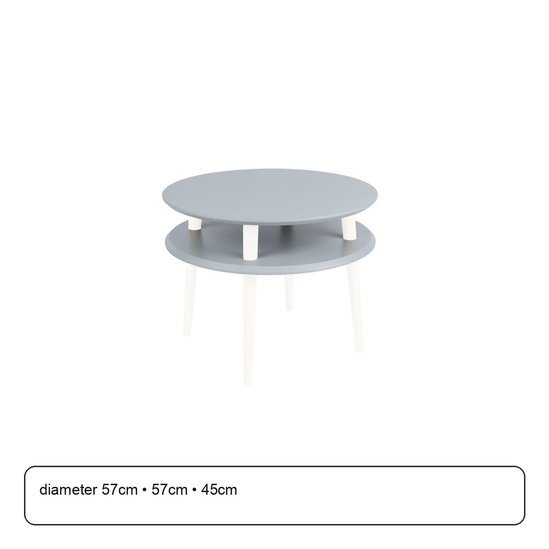 UFO Sofabord diameter 57cm x H 45cm - Mørkegrå/Hvide ben – maaldigram