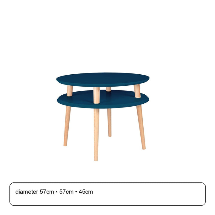 UFO Sofabord diameter 57cm x H 45cm - Petrolblå / hvide ben – maaldigram