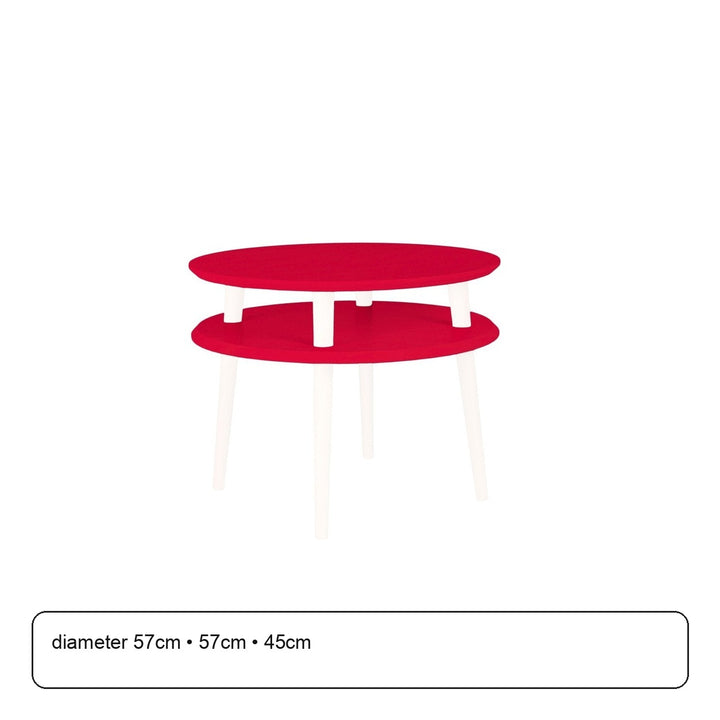 UFO Sofabord diameter 57cm x H 45cm - Røde/Hvide Ben – maaldigram