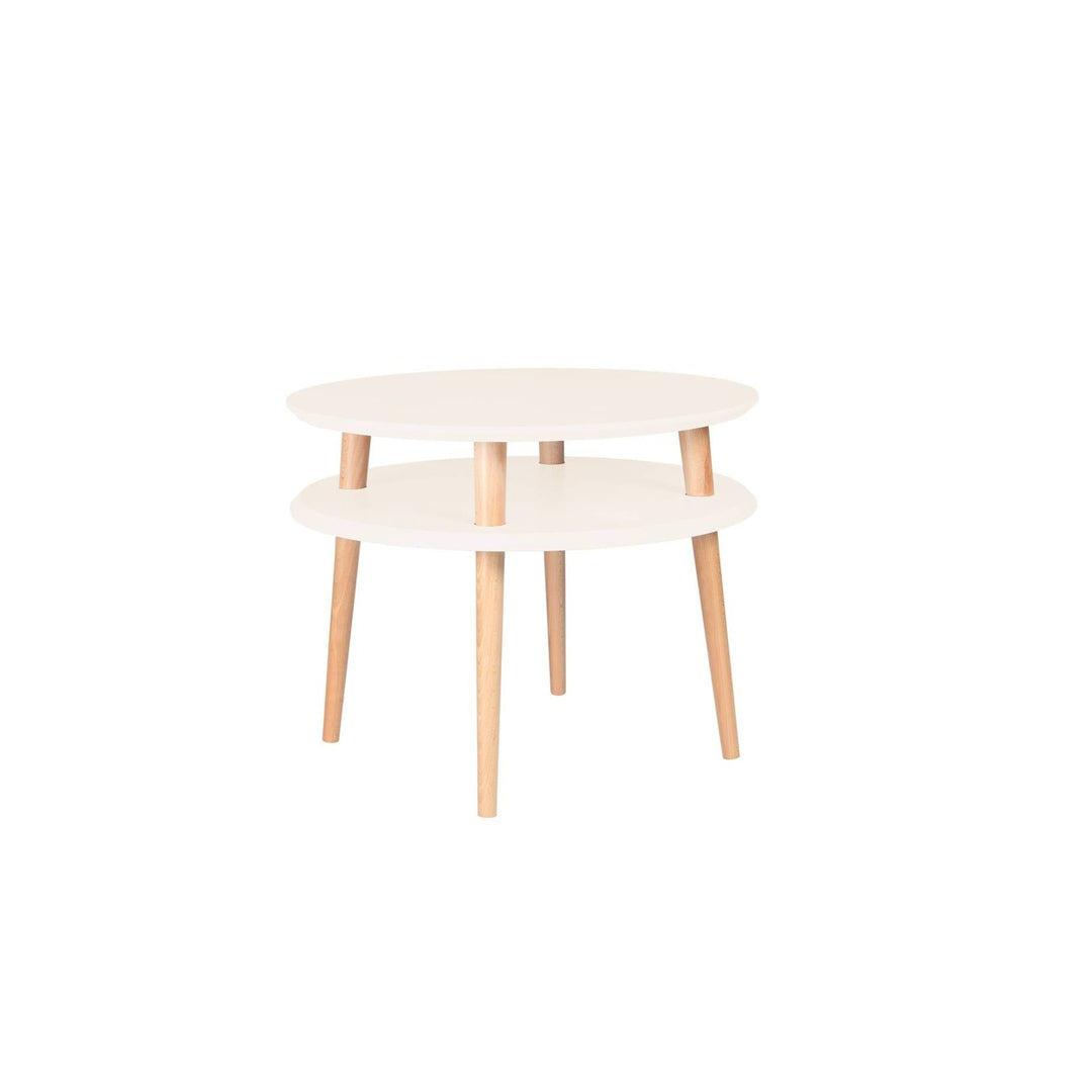 UFO Sofabord diameter 57cm x H 45cm Kridthvid – eksakt packshot paa hvid baggrund