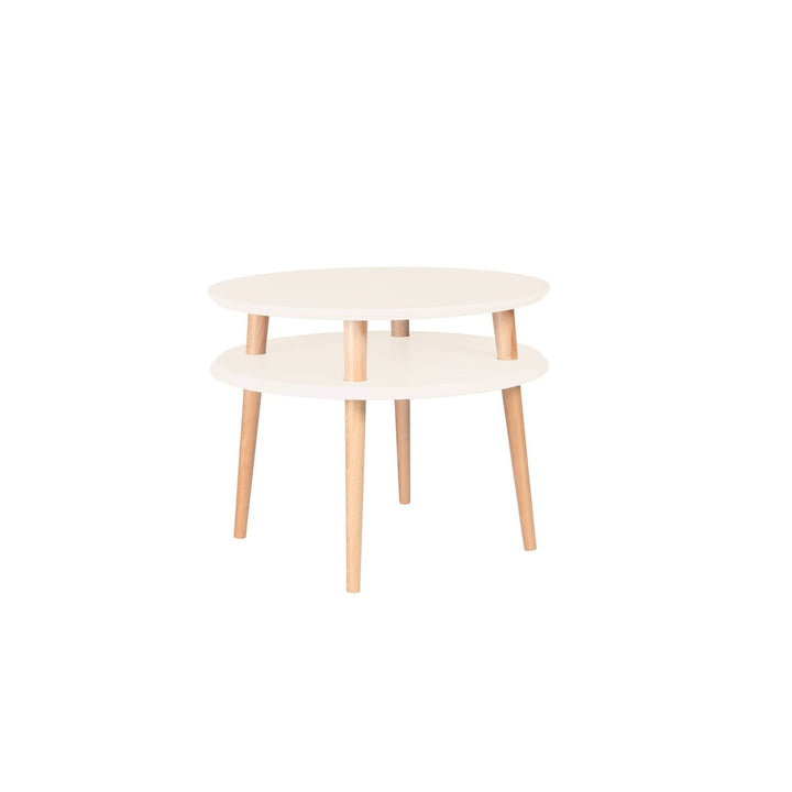 UFO Sofabord diameter 57cm x H 45cm Kridthvid – eksakt packshot paa hvid baggrund