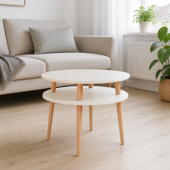 UFO Sofabord diameter 57cm x H 45cm Kridthvid – hele produktet lukket i hjemmet