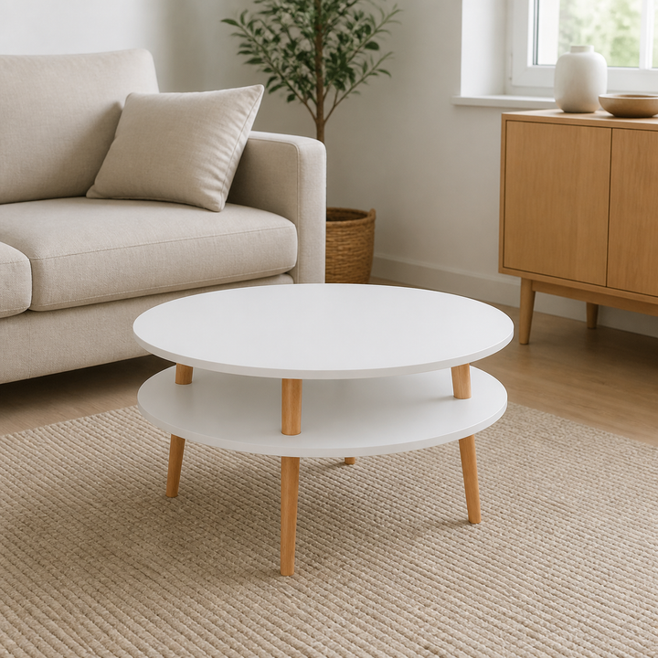 UFO Sofabord diameter 70cm x højde 35cm - Lysegrå – hero i naturlig brug
