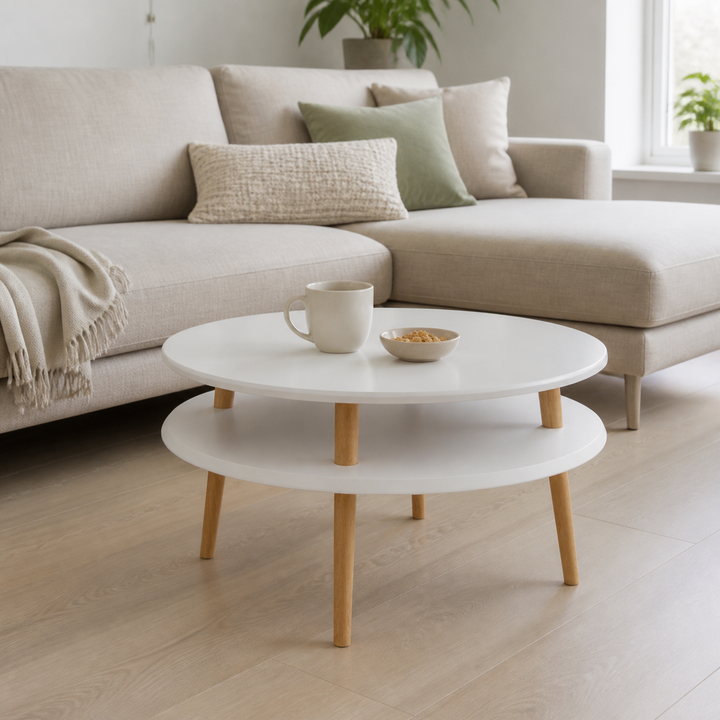 UFO Sofabord diameter 70cm x højde 35cm - Lysegrå – supplerende neutral dagslysscene