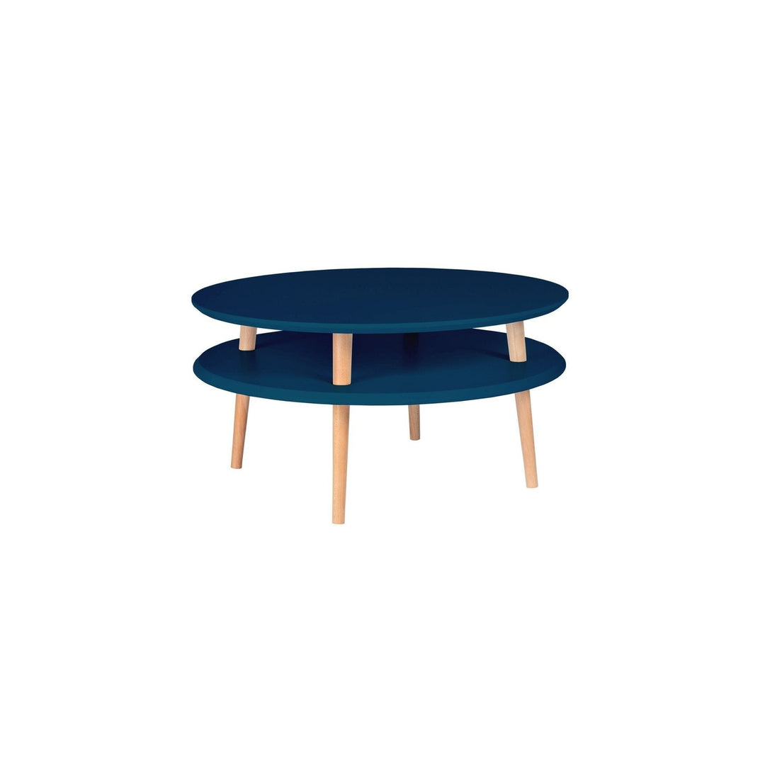 UFO Sofabord diameter 70cm x højde 35cm - Petrolblå – eksakt packshot paa hvid baggrund