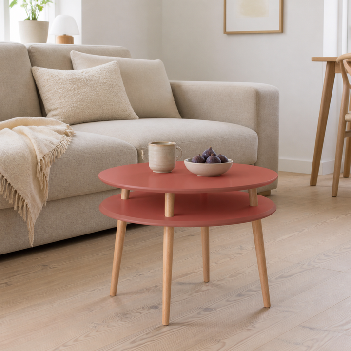 UFO Sofabord diameter 70cm x højde 61cm Antik pink – supplerende neutral dagslysscene