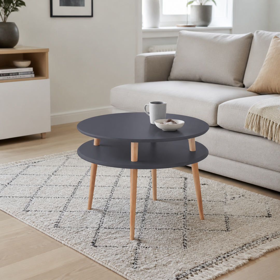 UFO Sofabord diameter 70cm x højde 61cm Grafit – supplerende neutral dagslysscene