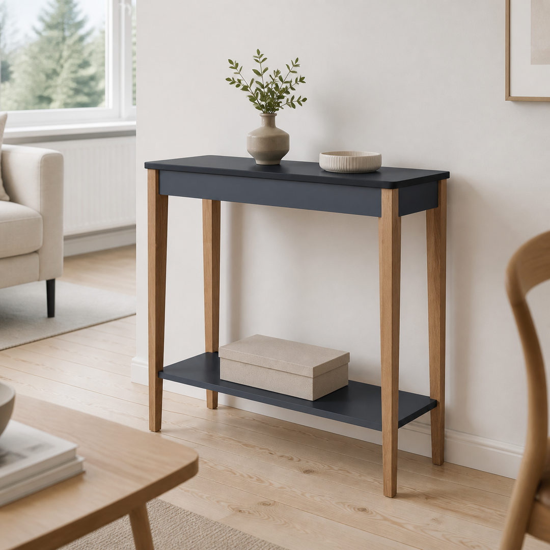 ASHME Konsolbord 85x35cm - Asketræ Graphite – hero i naturlig brug