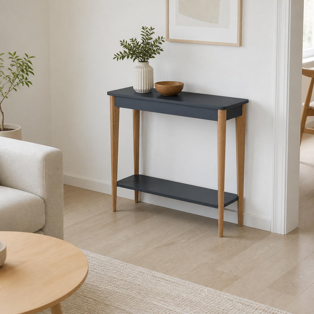 ASHME Konsolbord 85x35cm - Asketræ Graphite – hele produktet lukket i hjemmet