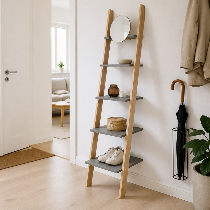 ASHME Stigehylde med spejl 45x35x180cm - Mørkegrå – anden naturlig anvendelse eller vinkel