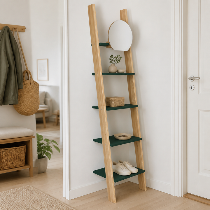 ASHME Stigehylde med spejl 45x35x180cm Grøn – hele produktet lukket i hjemmet