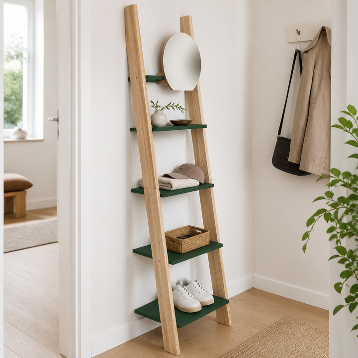 ASHME Stigehylde med spejl 45x35x180cm Grøn – supplerende neutral dagslysscene