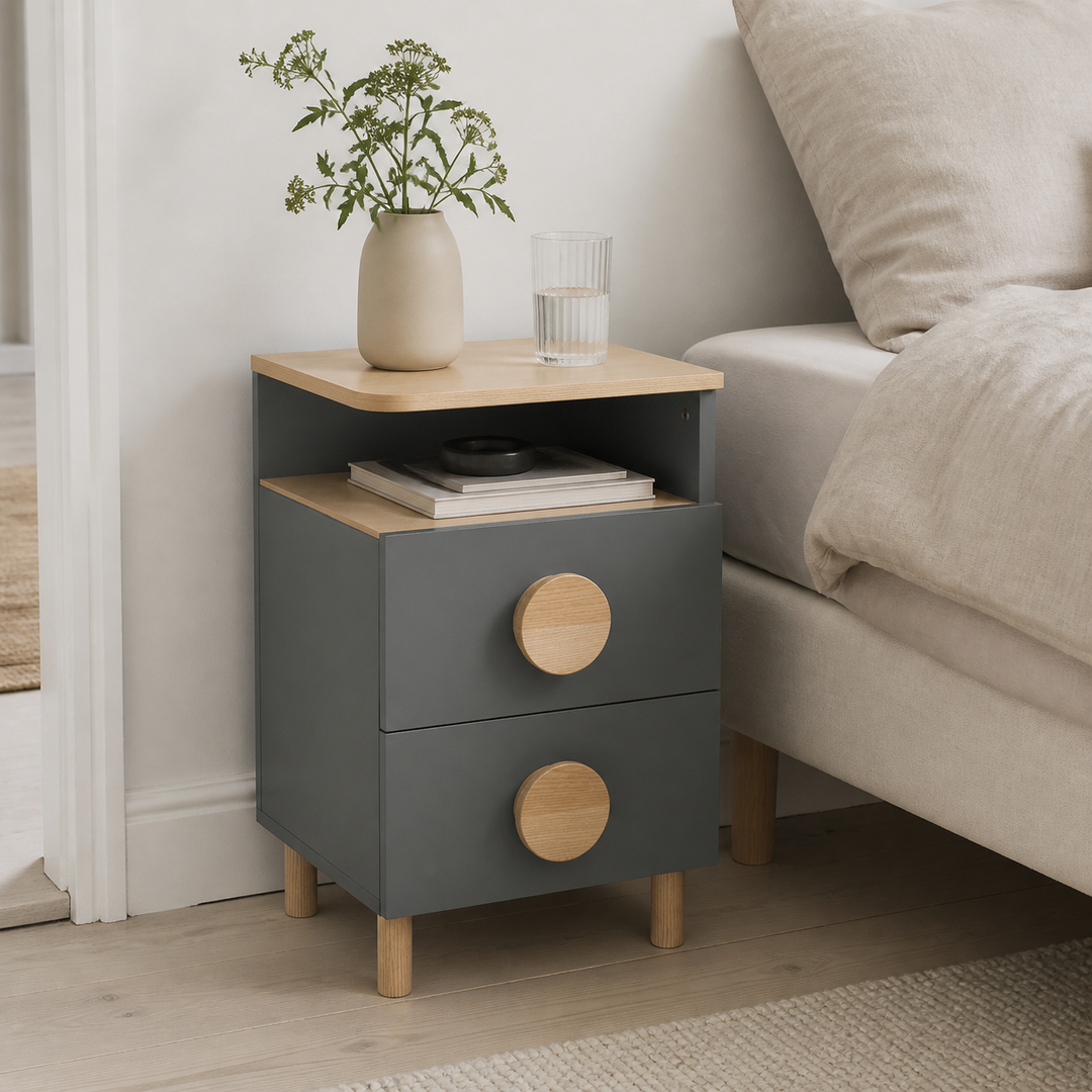 DABI sengebord 41x50cm venstre Concrete Grey – vigtigste funktion