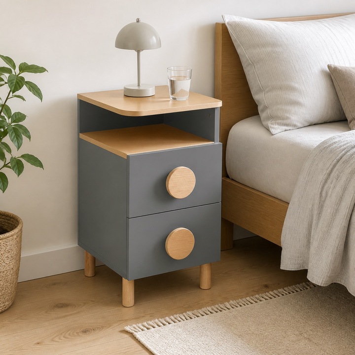 DABI sengebord 41x50cm venstre Concrete Grey – anden naturlig anvendelse eller vinkel