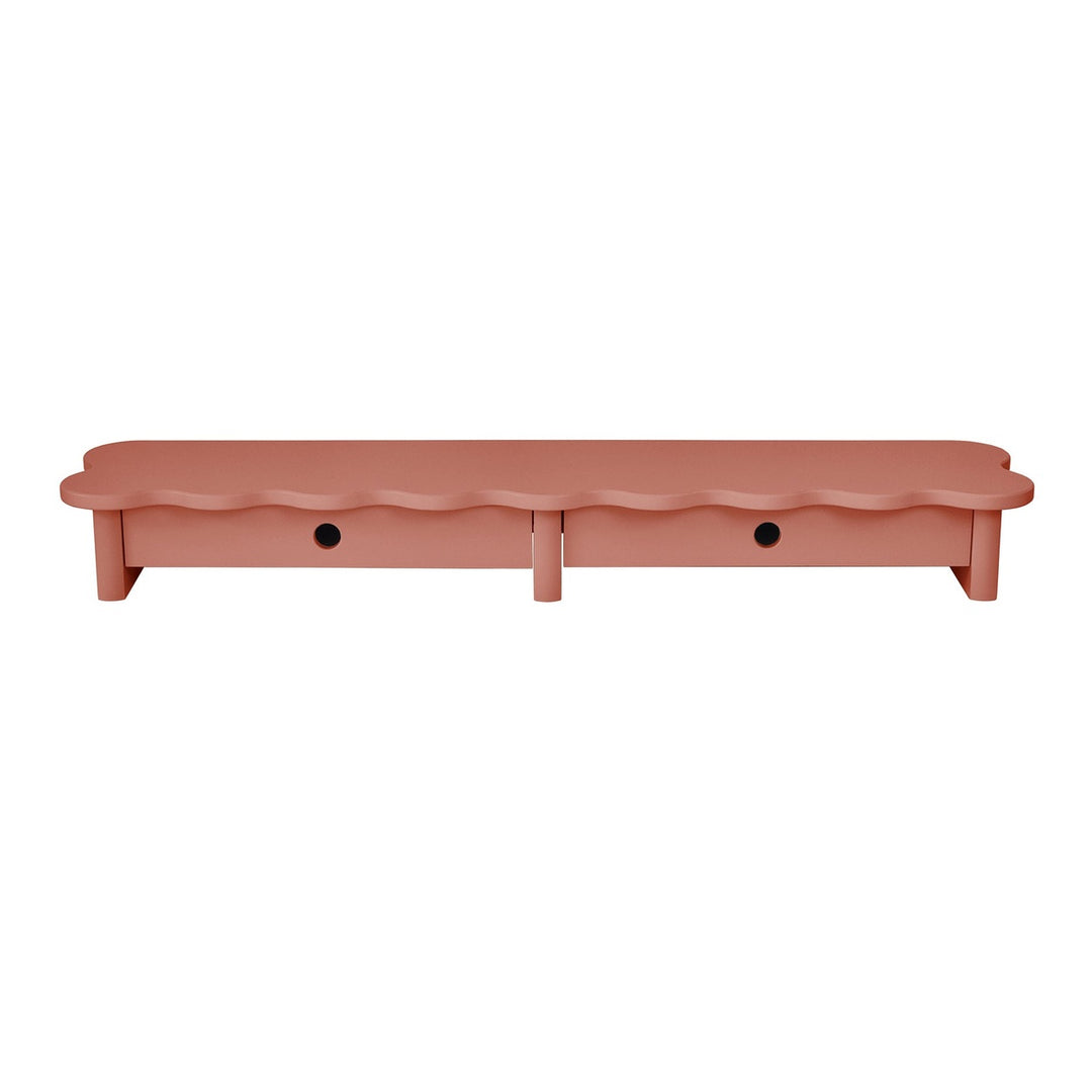 FLOWER 109cm monitorskærmstativ med skuffer Antique Pink – eksakt packshot paa hvid baggrund