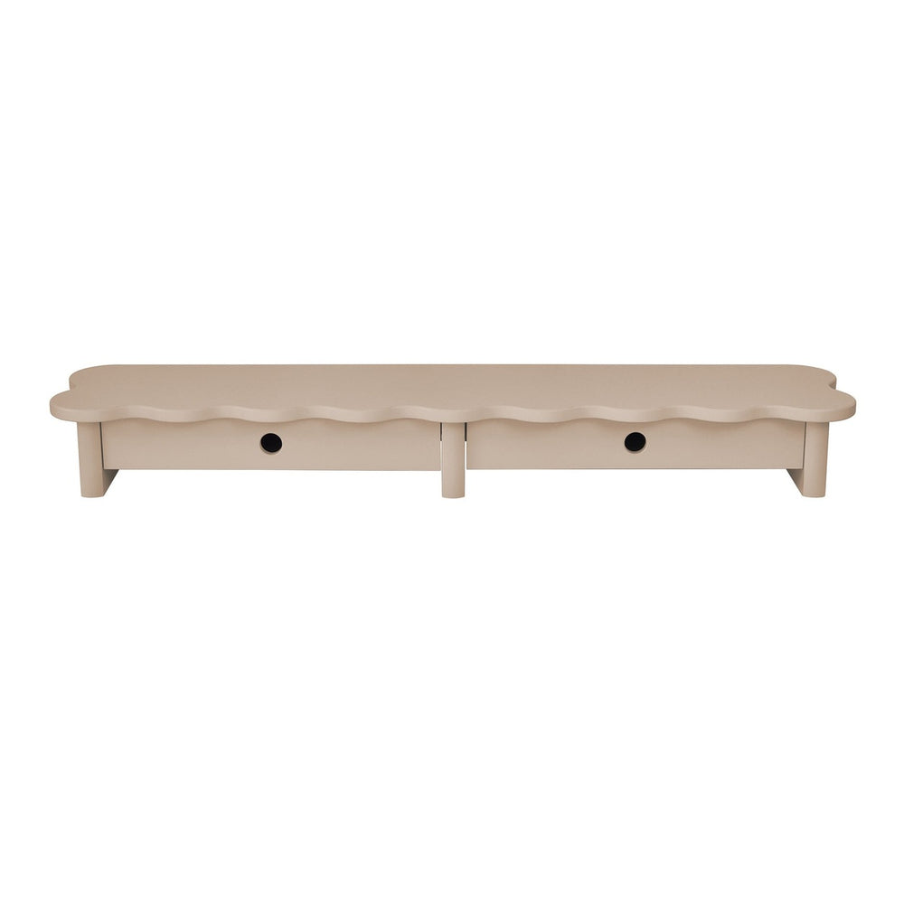 FLOWER 109cm monitorskærmstativ med skuffer Brown Beige – eksakt packshot paa hvid baggrund