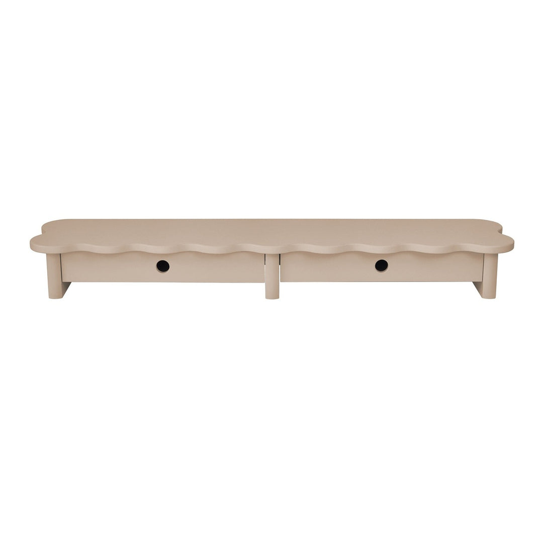 FLOWER 109cm monitorskærmstativ med skuffer Brown Beige – eksakt packshot paa hvid baggrund