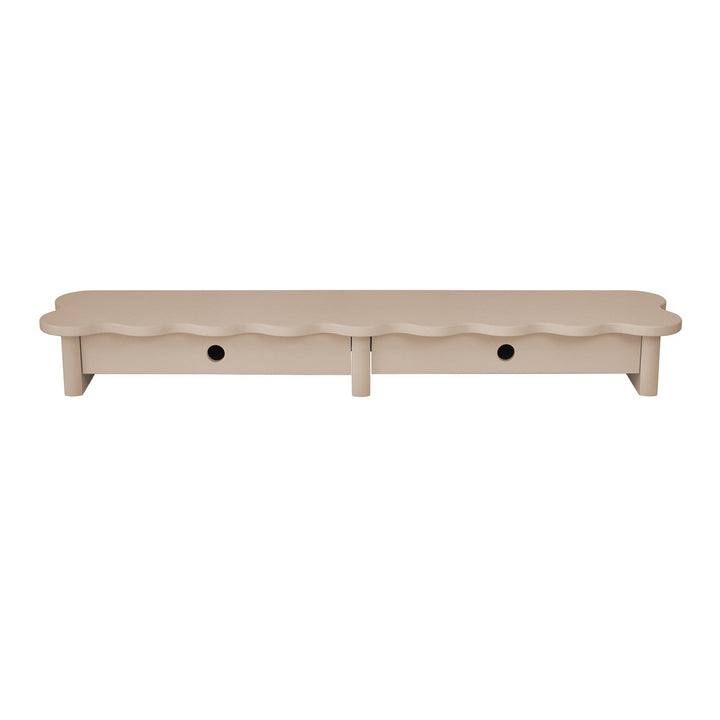 FLOWER 109cm monitorskærmstativ med skuffer Brown Beige – eksakt packshot paa hvid baggrund