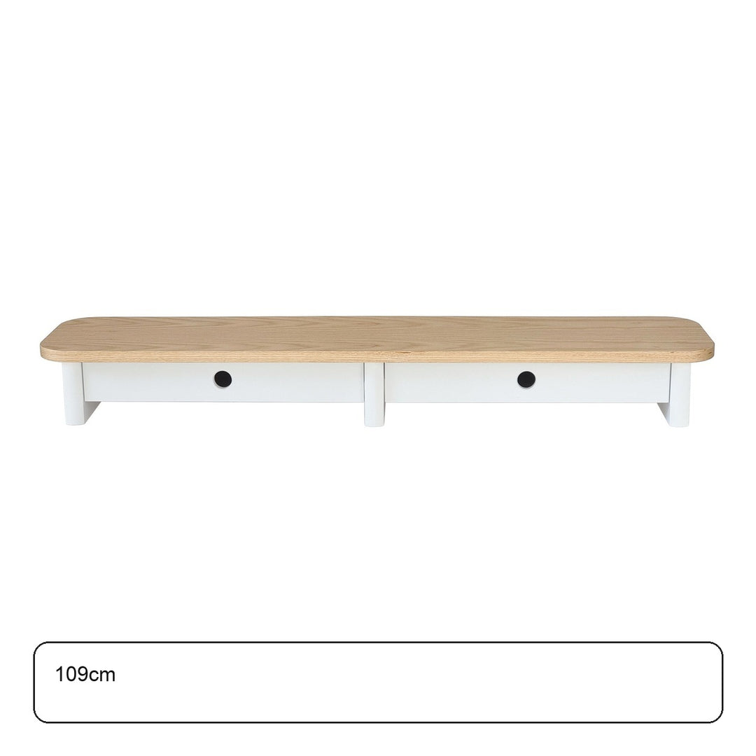 JUBI 109cm monitorskærmstativ med skuffer Ash White – maaldigram