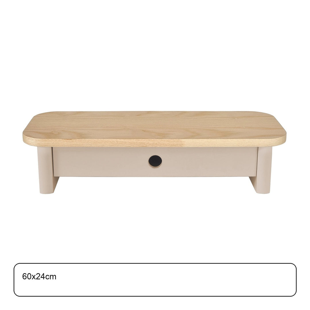 JUBI 60x24cm monitorskærmstativ med skuffe Ash Brown Beige – maaldigram