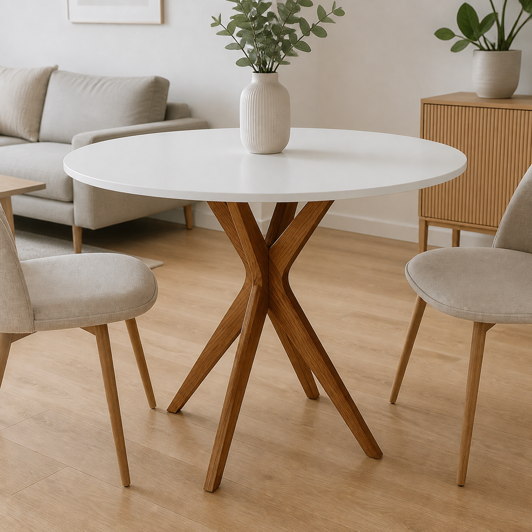 JUBI Lille Rundt Spisebord diam. 70cm Oak Pearl Grey – materiale- eller konstruktionsdetalje