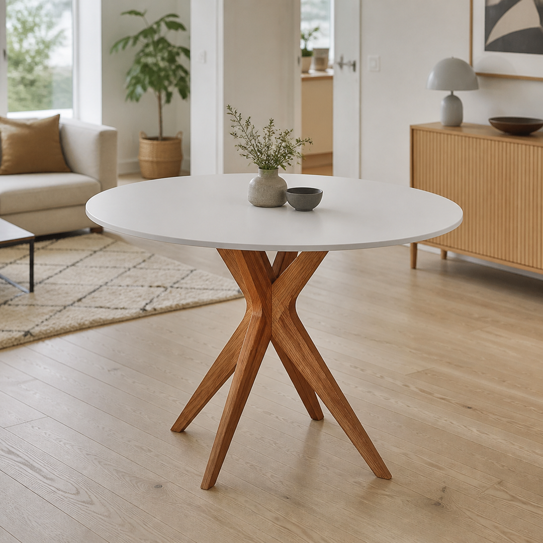 JUBI Lille Rundt Spisebord diam. 70cm Oak Pearl Grey – anden naturlig anvendelse eller vinkel