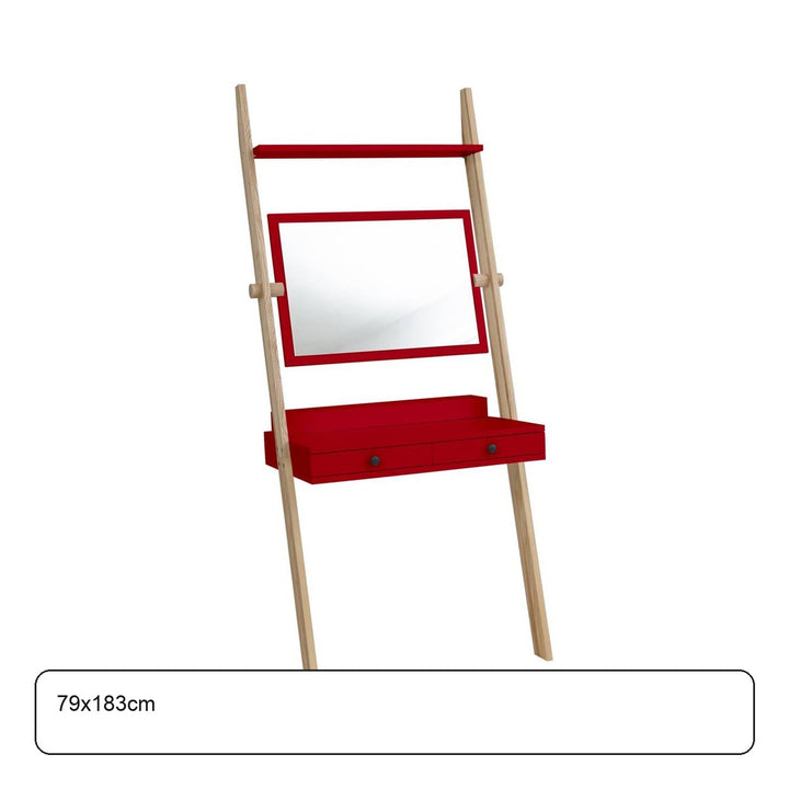 LENO sminkebord 79x183cm - Asketræ / Rød – maaldigram
