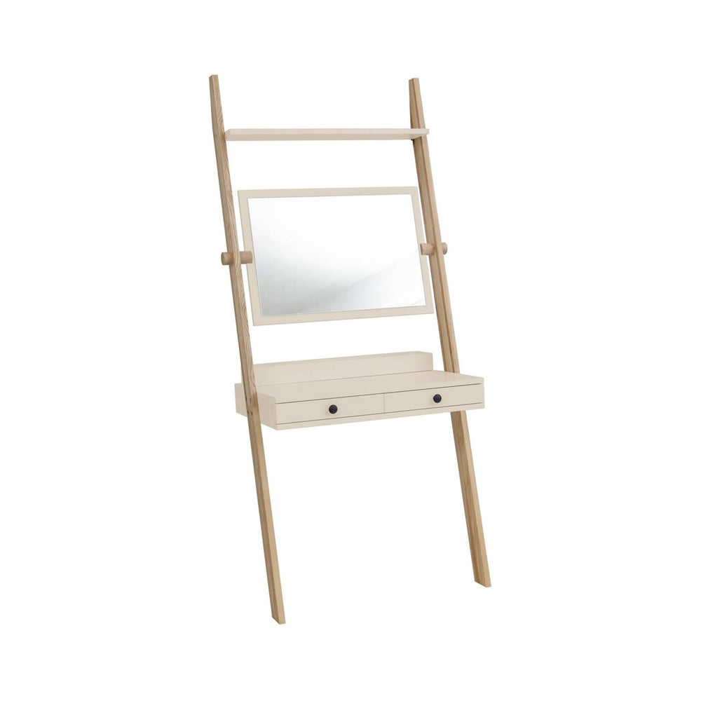 LENO sminkebord 79x183cm Asketræ Brown Beige – eksakt packshot paa hvid baggrund