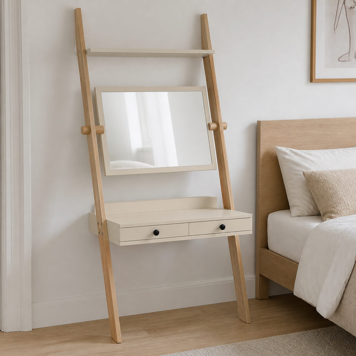 LENO sminkebord 79x183cm Asketræ Brown Beige – materiale- eller konstruktionsdetalje