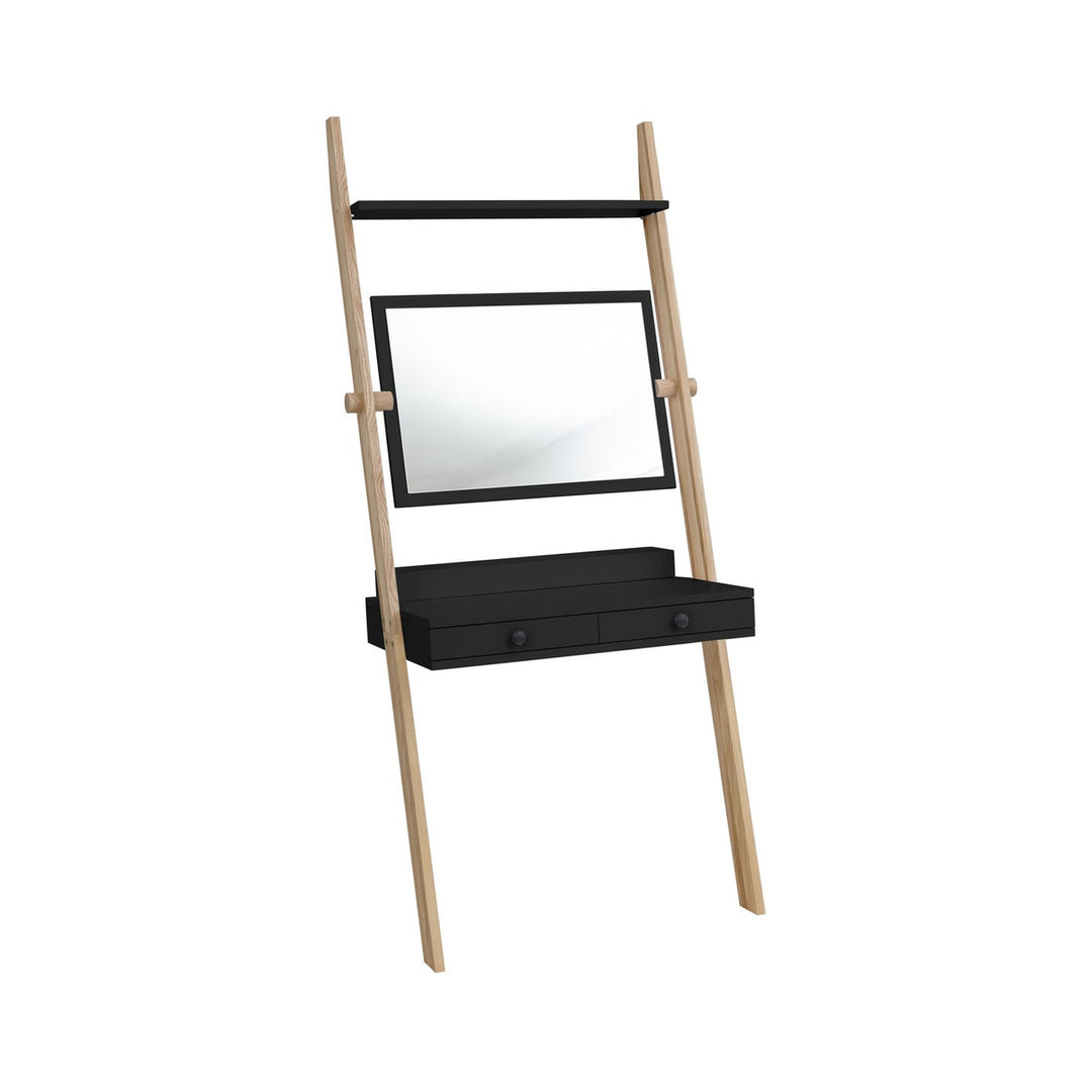 LENO sminkebord 79x183cm Asketræ Sort – eksakt packshot paa hvid baggrund