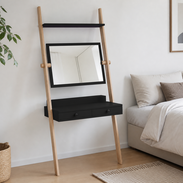 LENO sminkebord 79x183cm Asketræ Sort – materiale- eller konstruktionsdetalje