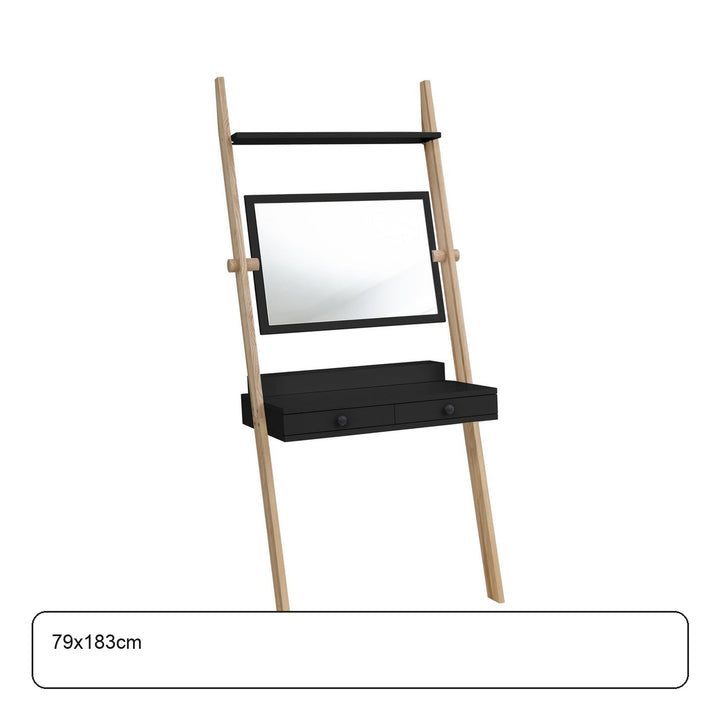 LENO sminkebord 79x183cm Asketræ Sort – maaldigram