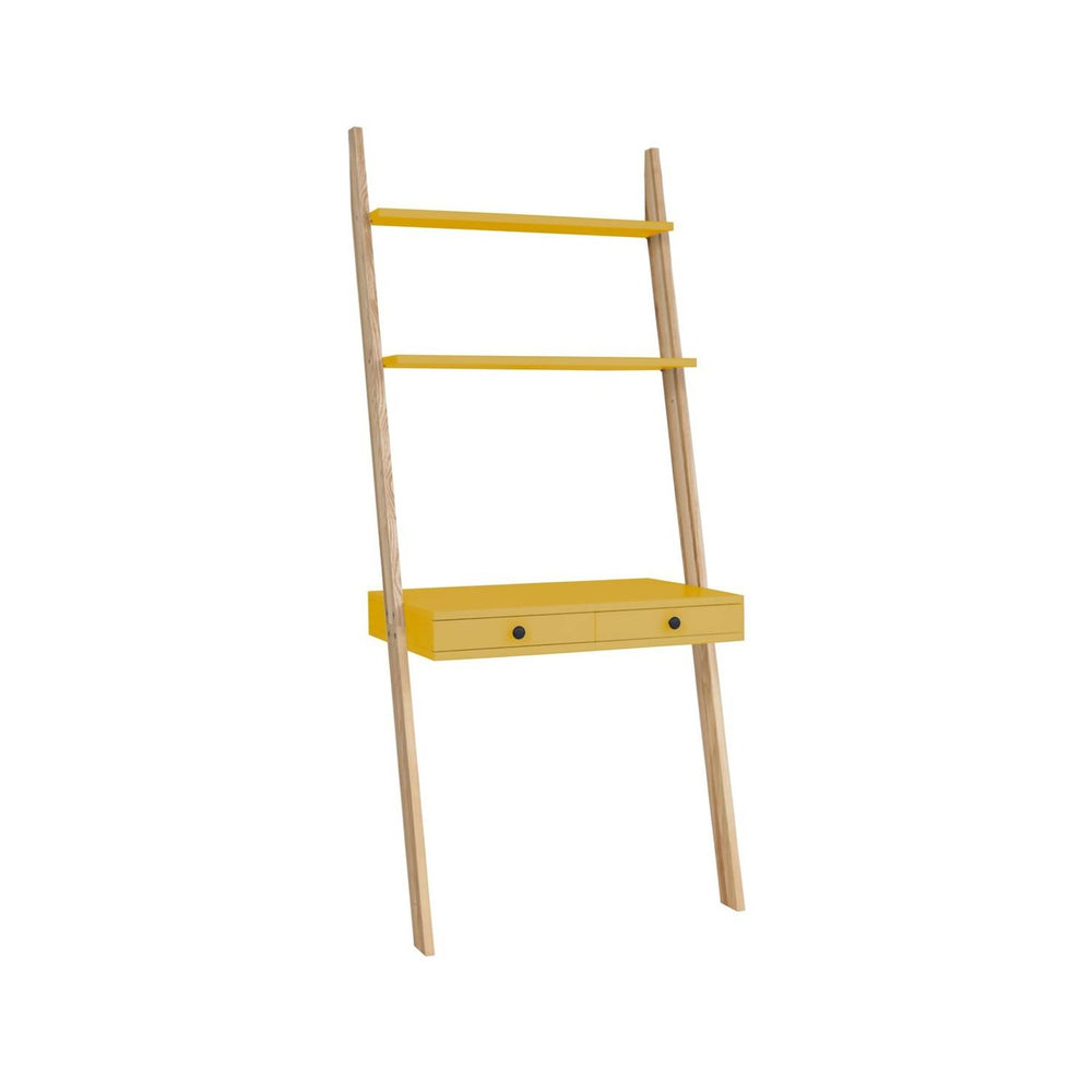 LENO Stigehylde Skrivebord 79x183cm Gul – eksakt packshot paa hvid baggrund