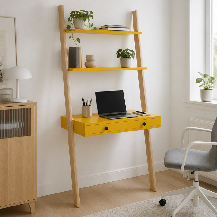 LENO Stigehylde Skrivebord 79x183cm Gul – vigtigste funktion