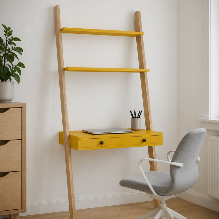 LENO Stigehylde Skrivebord 79x183cm Gul – materiale- eller konstruktionsdetalje
