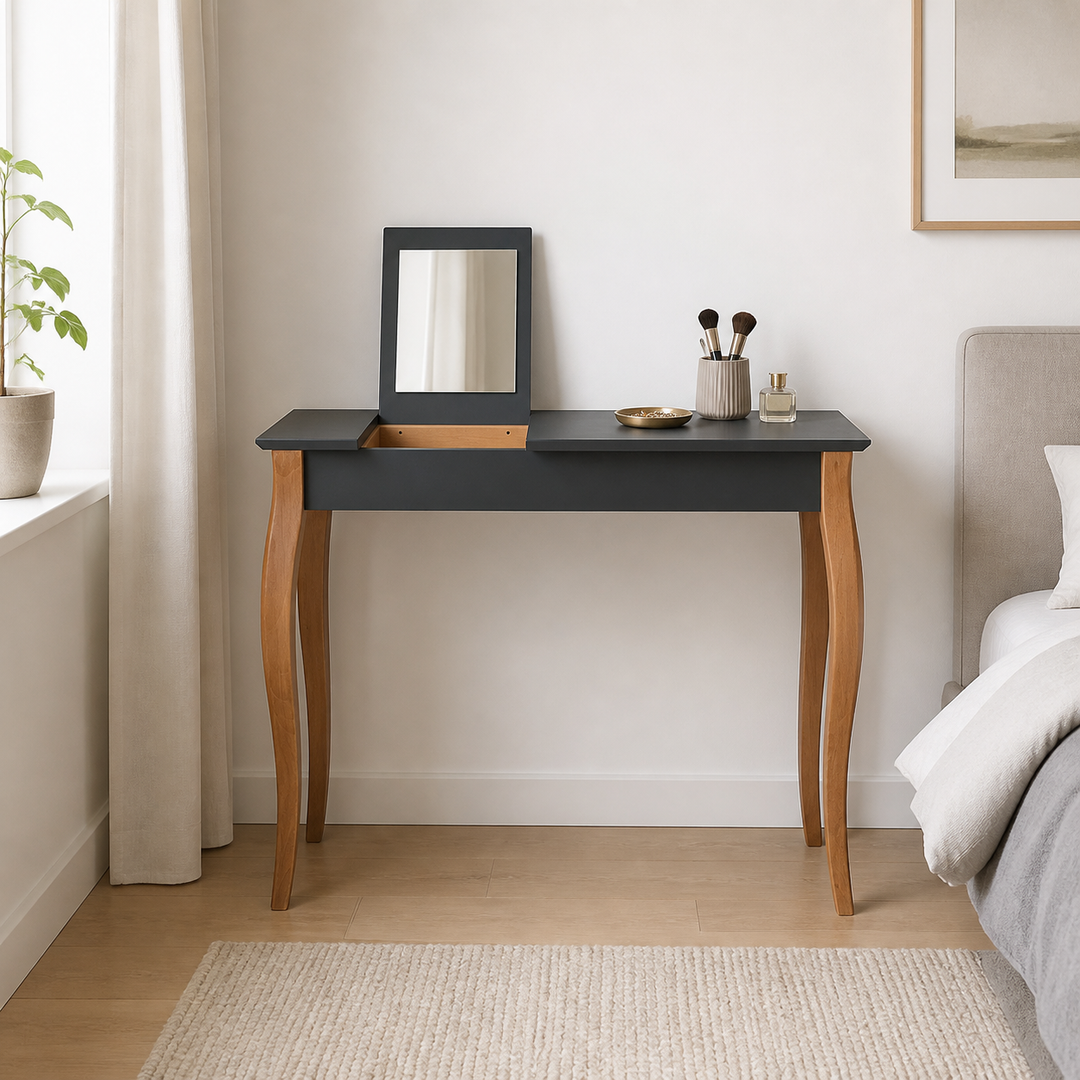 LILLO Sminkebord med spejl - 105x35cm Grafit – hero i naturlig brug