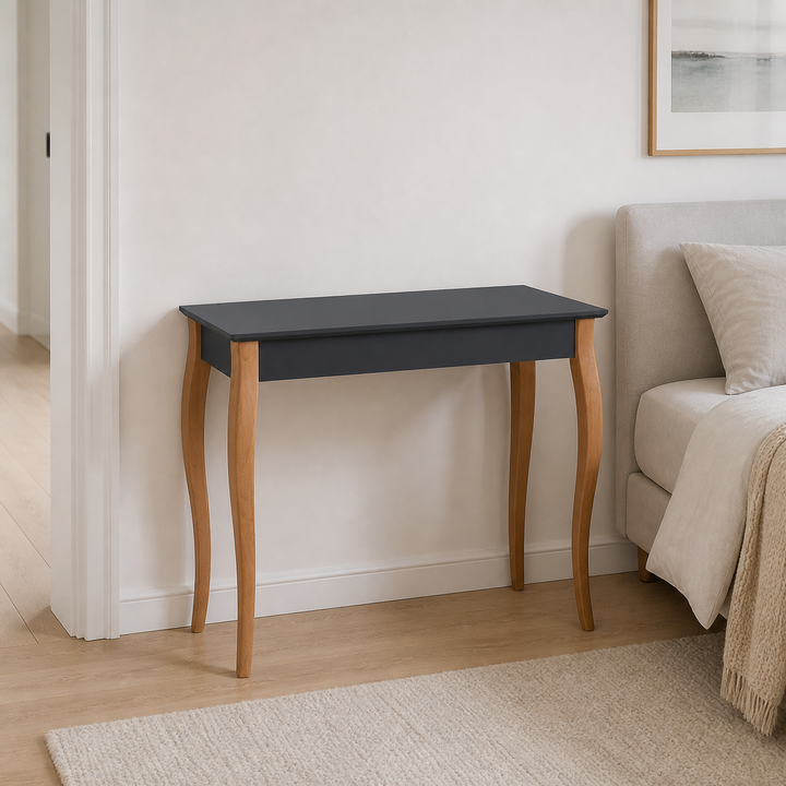 LILLO Sminkebord med spejl - 105x35cm Grafit – hele produktet lukket i hjemmet