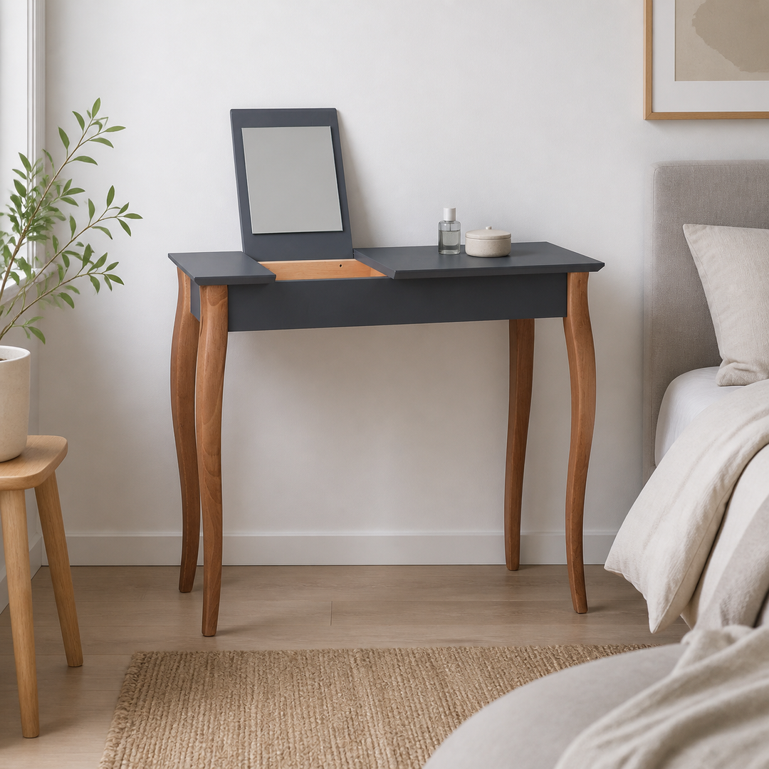 LILLO Sminkebord med spejl - 105x35cm Grafit – hero i naturlig brug