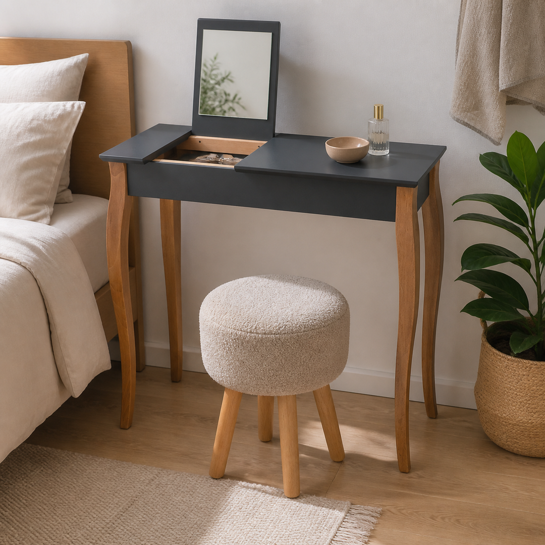 LILLO Sminkebord med spejl - 105x35cm Grafit – vigtigste funktion