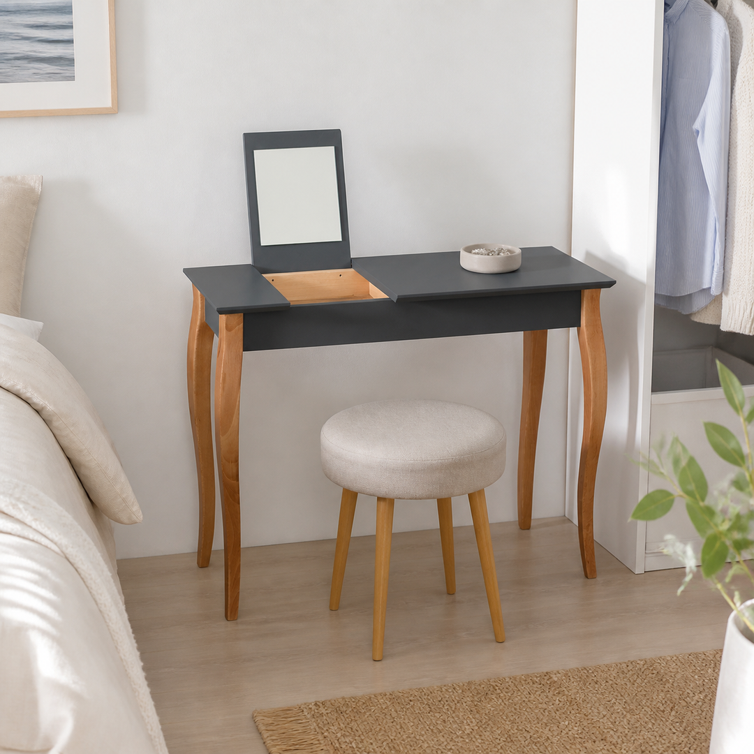 LILLO Sminkebord med spejl - 105x35cm Grafit – materiale- eller konstruktionsdetalje