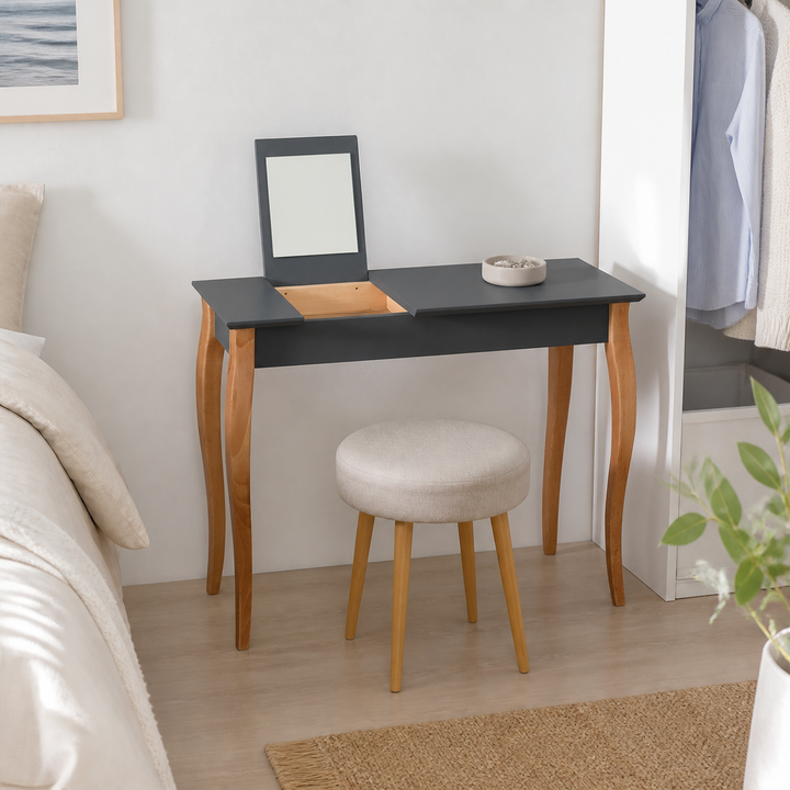 LILLO Sminkebord med spejl - 105x35cm Grafit – materiale- eller konstruktionsdetalje