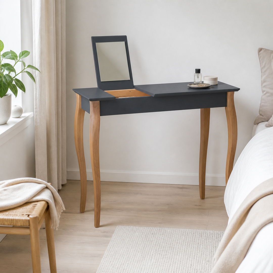 LILLO Sminkebord med spejl - 105x35cm Grafit – anden naturlig anvendelse eller vinkel