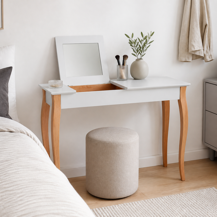 LILLO Sminkebord med spejl - 105x35cm Lysegrå – materiale- eller konstruktionsdetalje