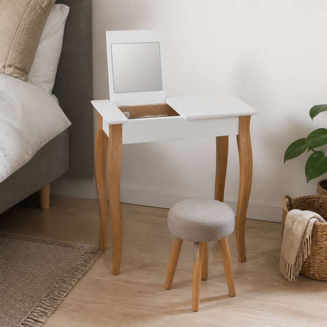 LILLO Sminkebord med spejl - 65x35cm Hvid – materiale- eller konstruktionsdetalje