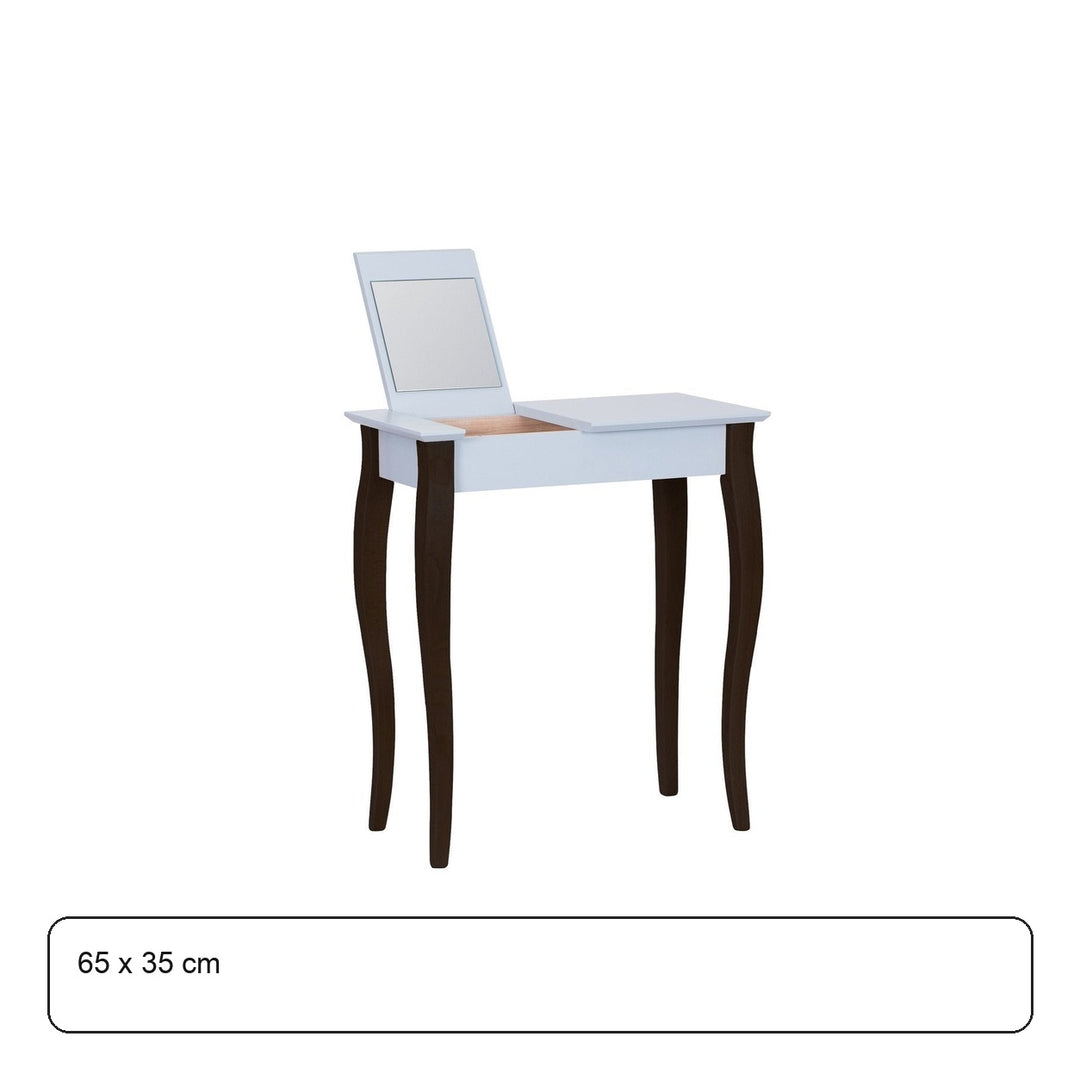 LILLO Sminkebord med spejl - 65x35cm, sorte ben / lysegrå bordplade – maaldigram