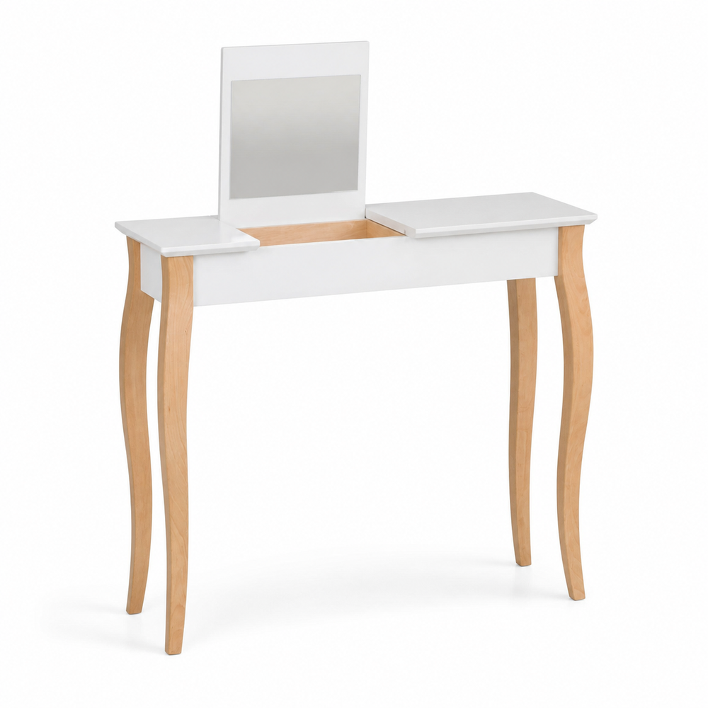 LILLO Sminkebord med spejl - 85x35cm Hvid – eksakt packshot paa hvid baggrund