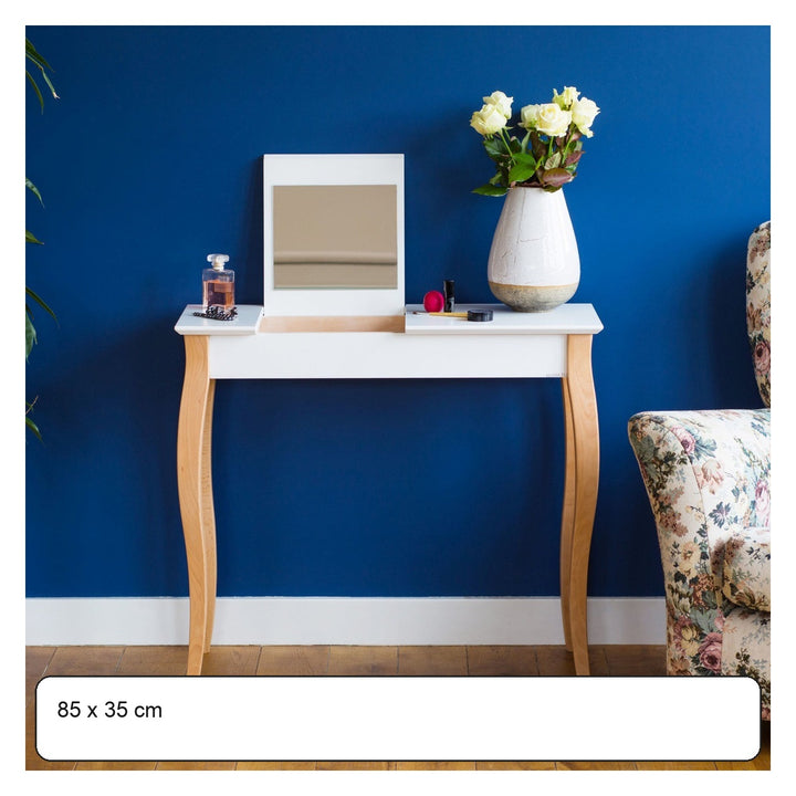 LILLO Sminkebord med spejl - 85x35cm Hvid – maaldigram