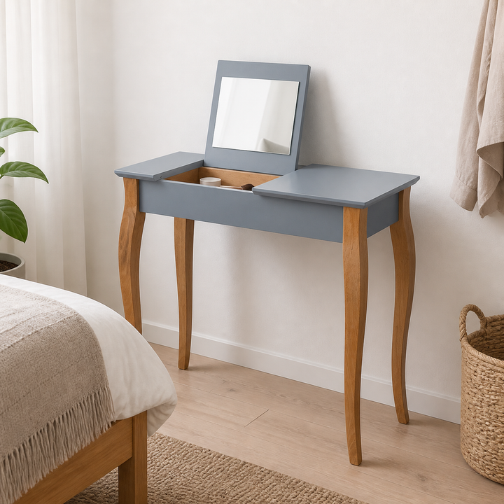 LILLO Sminkebord med spejl - 85x35cm Mørkegrå – materiale- eller konstruktionsdetalje